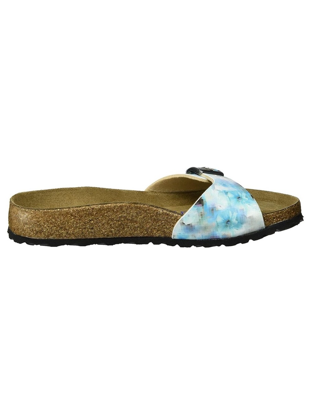 Papillio by Birkenstock Madrid Light Blue Floral Single-Band Cork Slide Size 43